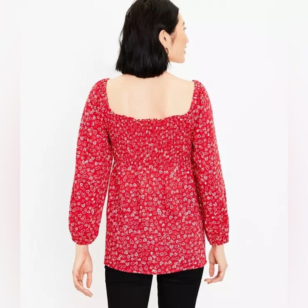 NEW LOFT Heart Cinched Sweetheart Neck Blouse - Size 8 - Picture 2 of 9
